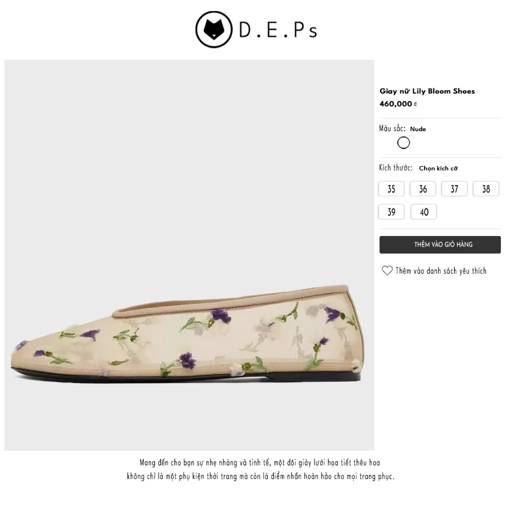 GiàY nữ lưới thuê hoa thoáng nhẹ êm mã Lily Bloom Shoes cao cấp