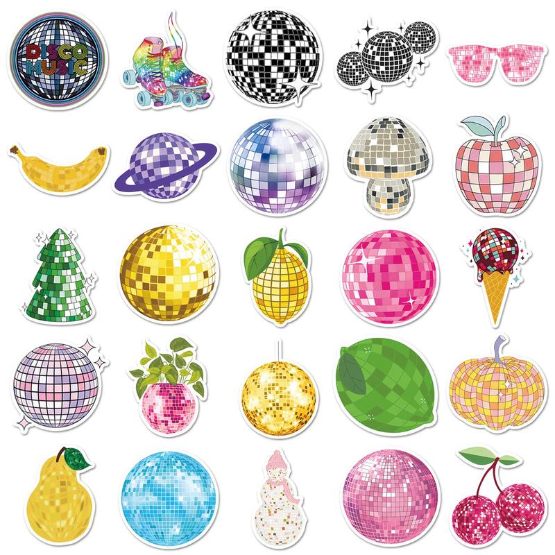 Product Introduction of Disco Ball Pattern Phone Sticker, 50pcs/set Waterproof Self Adhesive Decor Paper, Decor Sticker for Gift Greeting Card Water Bottle Laptop Phone 4