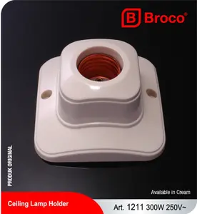 Fitting Persegi Plafon New Broco 1211 fiting socket lampu Bohlam Minimalis Plastik Putih