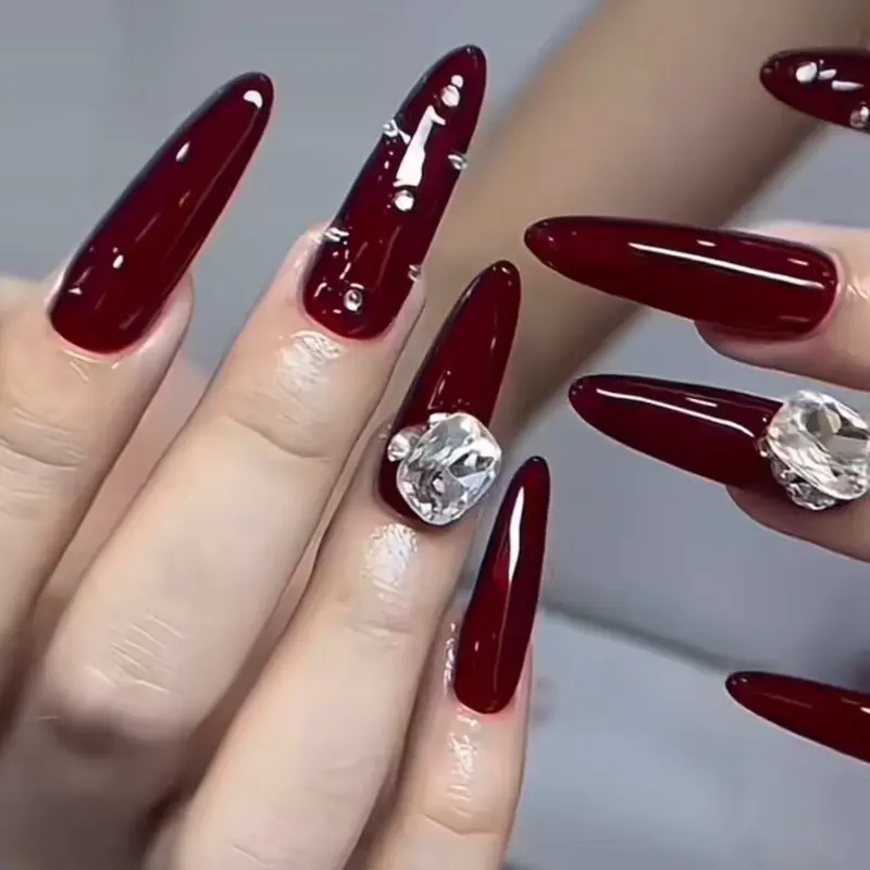 Sơn thạch đỏ rượu vang CR, sơn thạch đỏ CR làm nail cao cấp ( Cần máy hơ) 3