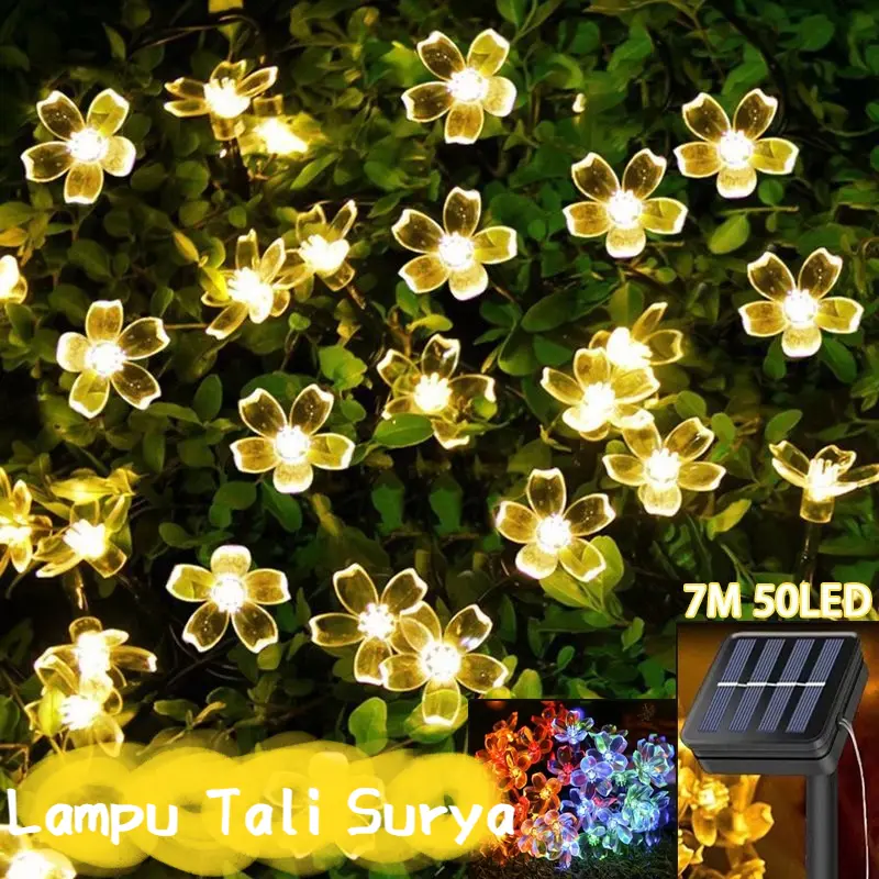 Lampu Tali Surya LED 7M/50/Lampu Hias Taman Luar Ruangan/Lampu Lanskap Bunga Taman Tahan Air Rumah