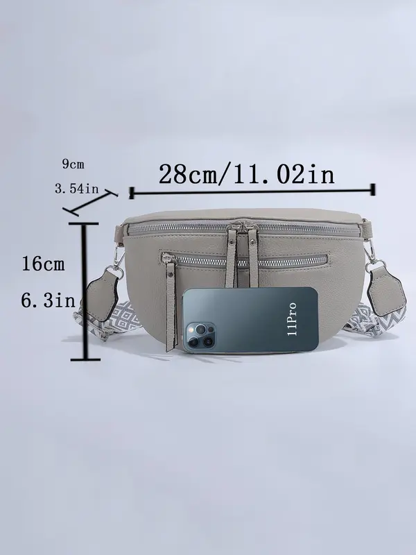 Women's Fashionable Plain Fanny Pack, Casual Versatile Zipper Crossbody Bag for Daily Used, Trendy All-match Sling Bag for Women & Girls, Waist Bag, Pouch 7