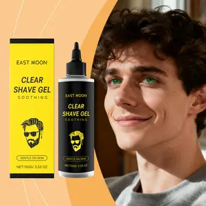 East Moon Gel Perawatan Cukur Pria Clear Shave Gel dengan Ekstrak Licorice & Tokoferol untuk Kulit Sehari-hari Garis Halus 100g Gentle on Skin Wajah Gatal Melembutkan Pencukur