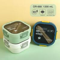 Gambar Kotak Makan 2 Layer OR-888 dengan Tempat Sup Anti Tumpah 1200ml Garpu Plastik - White dari Ollahomeliving Kota Bogor 1 Tokopedia