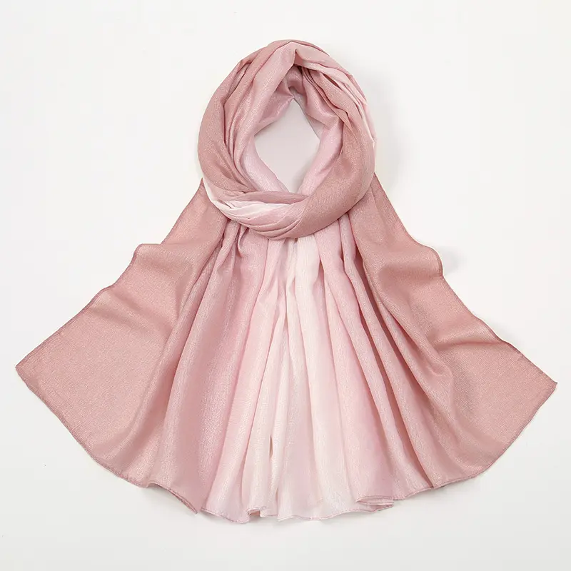 Trendy Gradient Color Block Long Scarf New Bright Polyester Scarf Muslim Women's Headscarf