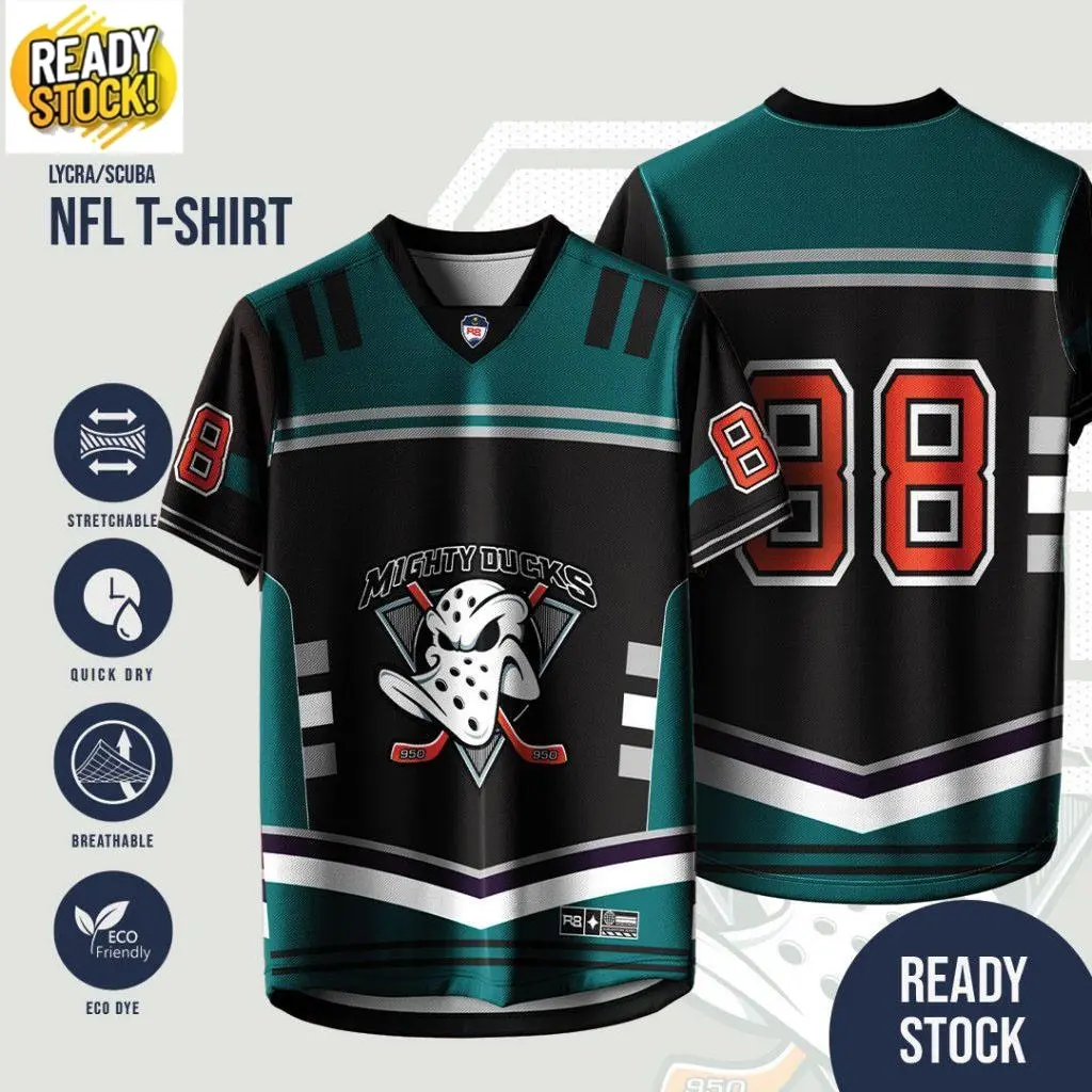 NFL PREMIUM JERSEY MIGHTY DUCKS ICE HOCKEY WHITE NEW ERA Sport 2024 Choii Baju Tshirt Oversized Street Style 4
