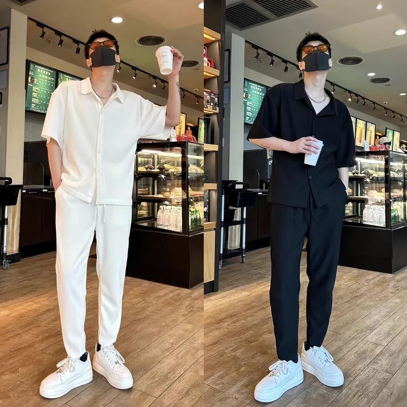 Set bộ nhung tăm Quần dài Baggy phong cách Hàn Quốc chất liệu co giãn thoáng mát , hút mồ hôi Menswear