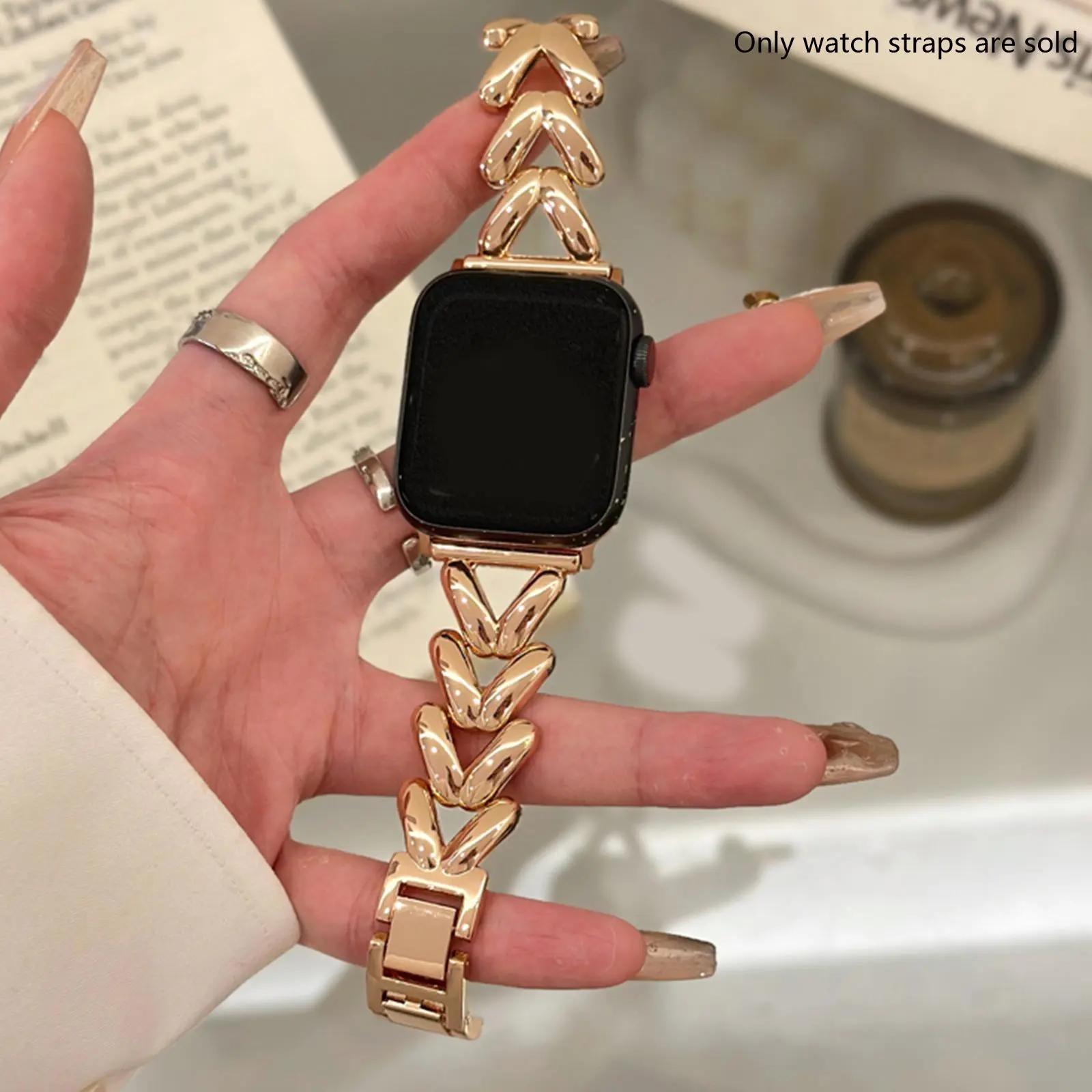 Luxury-Metal Watch Band (Band Only), Fashionable Watch Band, Wearable Accessories Compatible with Apple Watch Series