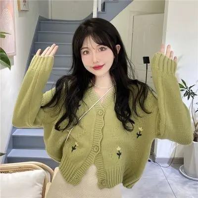 KARLEY Cardigan Rajut Korea Jaket Rajut Wanita Causal Style Sweater Cardigan Rajut Lengan Panjang 1