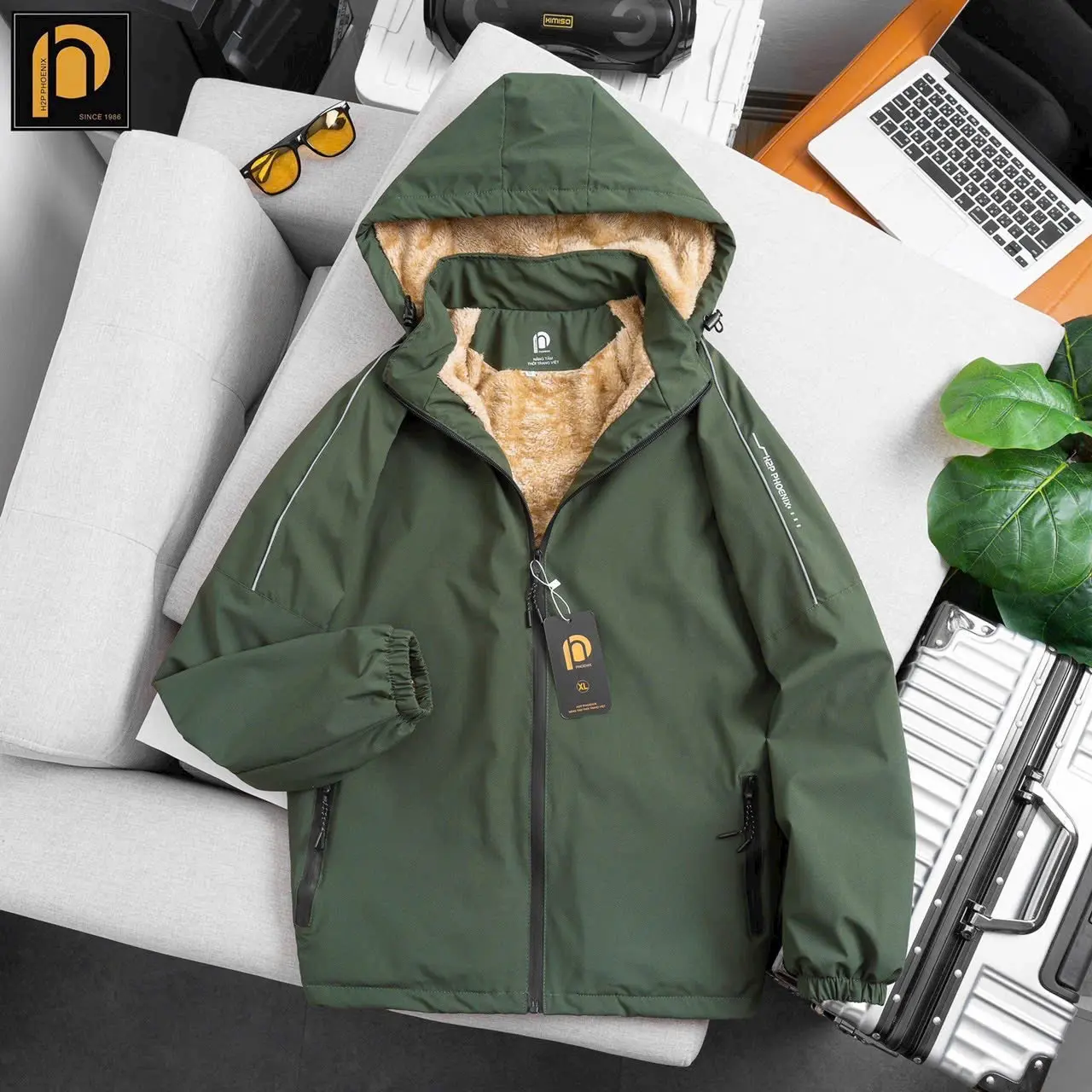 Áo khoác lót lông nam nữ chống gió chống nước giữ ấm tốt Menswear Jacket Nón