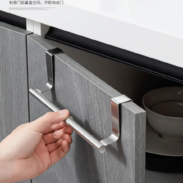 Thanh Treo Khăn Bằng Thép Không Gỉ, Giá Treo Khăn Cửa Phòng Tắm, Phụ Kiện Phòng Tắm, Móc Treo Giẻ Lau Treo Cửa Tủ Không Cần Đục Lỗ, 1 Cái