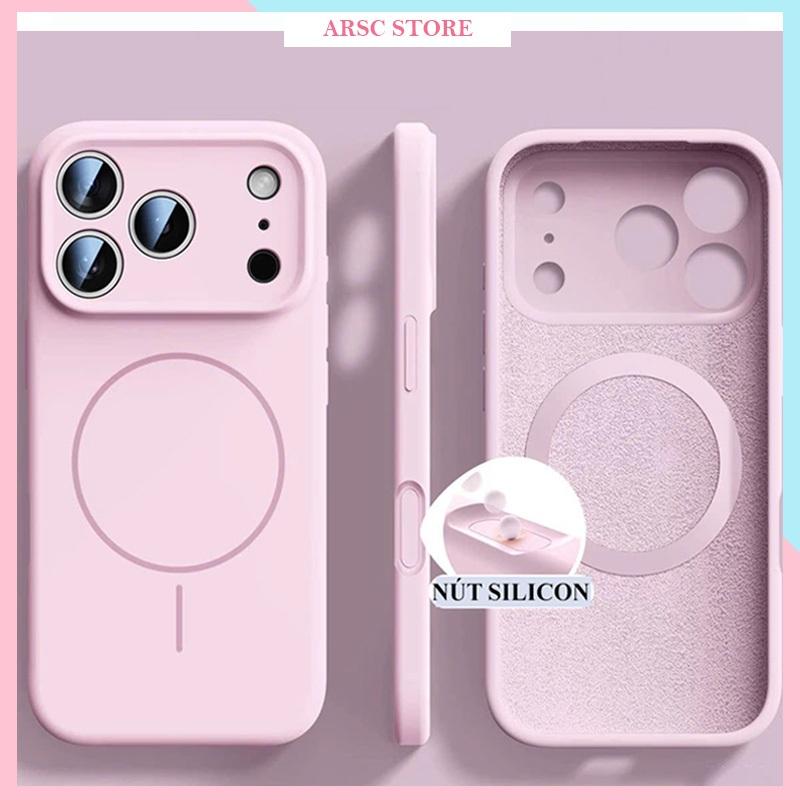 Ốp Lưng iphone Silicon Dẻo Chống Dơ Bẩn Lưng Lót Nhung Hỗ Trợ Sạc Từ Tính cho Iphone 12 13 14 15 16 17 18 Pro Max Plus Air
