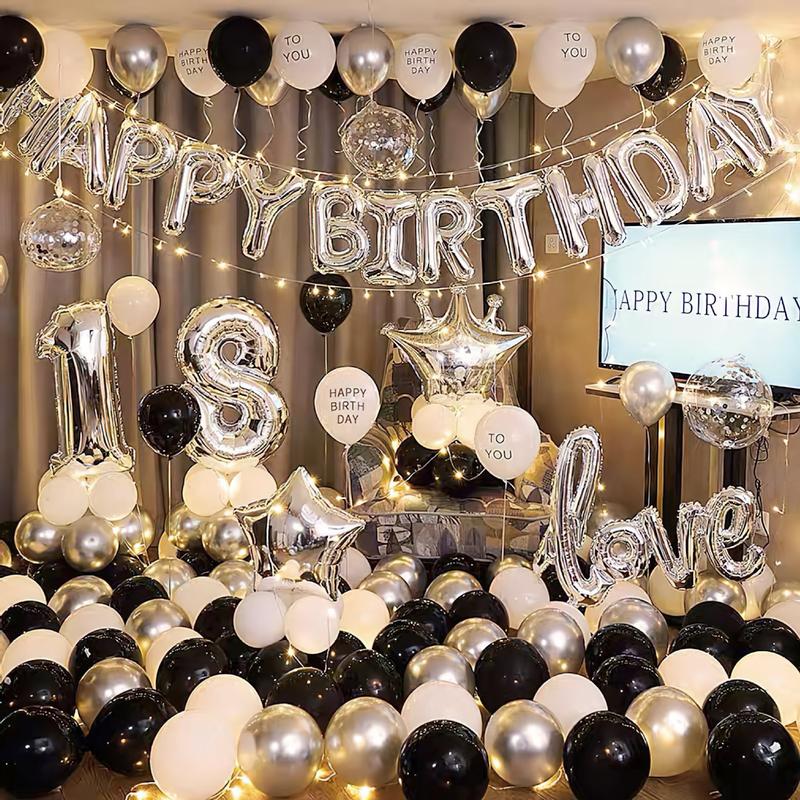 Combo set bóng bay cao su trang trí sinh nhật cho nngười lớn có đèn led siêu xinh tặng kèm bơm tay băng dính SNL