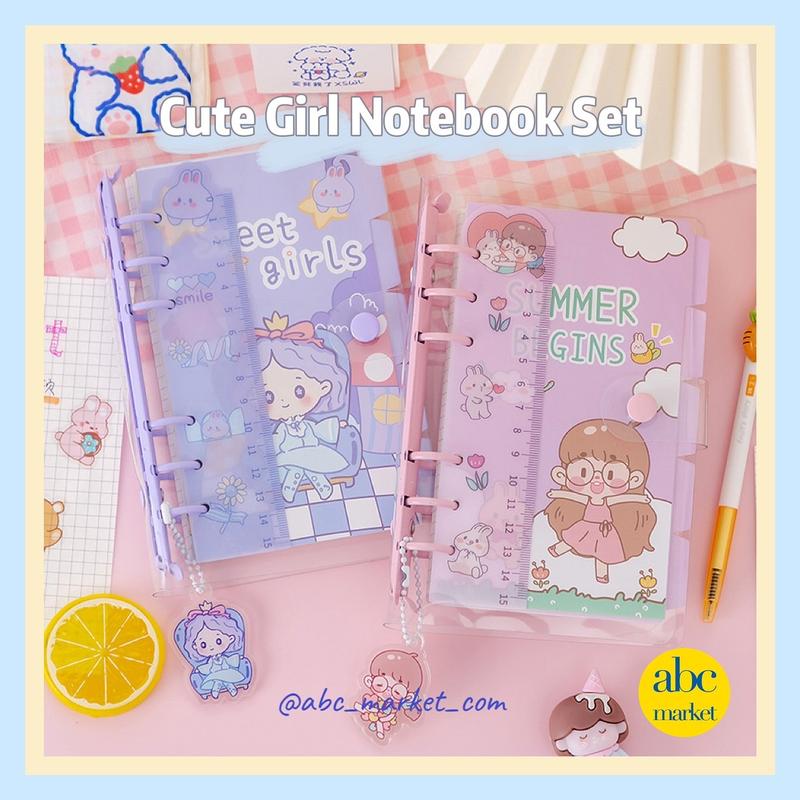 Cute Girl Journal Notebook PVC Transparent Cover A6 Notebook - TikTok Shop Malaysia