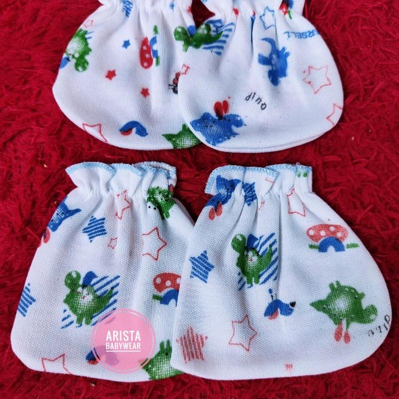 ARSEL BABY - 1set sarung tangan+kaki bayi putih motif 3