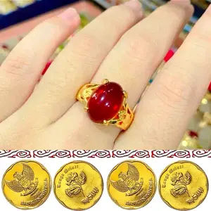 Cincin Wanita Mewah Batu Giok Asli Dari Bahan Koin Logam 91