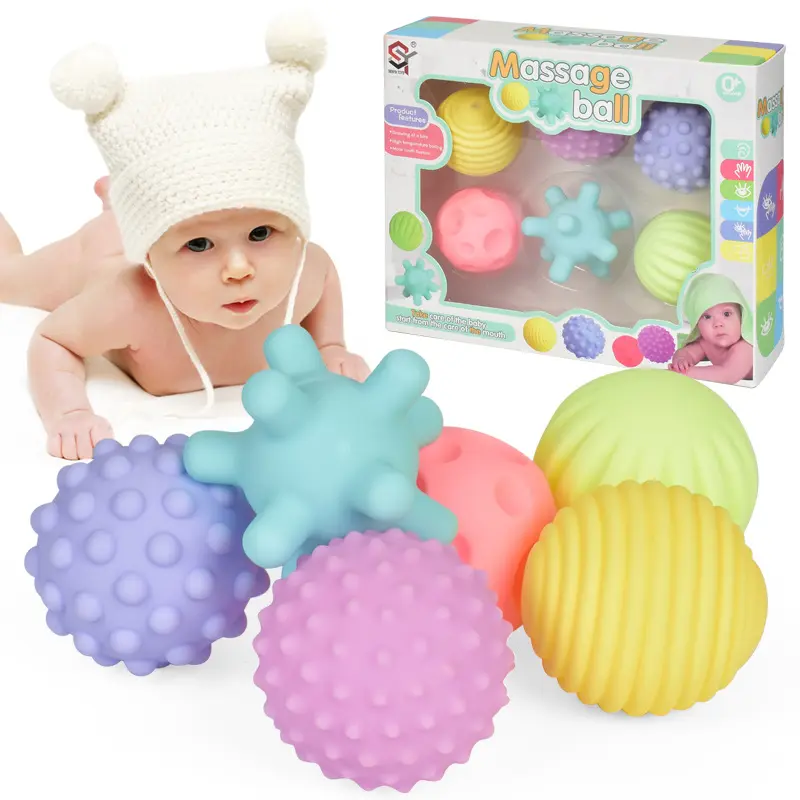 Mainan Bola Menggenggam Bayi, Bahan Getah Lembut, Berbilang Tekstur, Sesuai untuk Bayi Baru Lahir 3-6-12 Bulan, Membantu Pembelajaran Merangkak, Bola Urut Deria Taktil Baby Toys