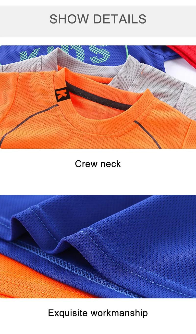 Product Introduction of Children Summer Short Sleeve Football Basketball Suit Clothing Set Boy Girl Jersey Quick Drying Breathable Kids Sports Wear 15