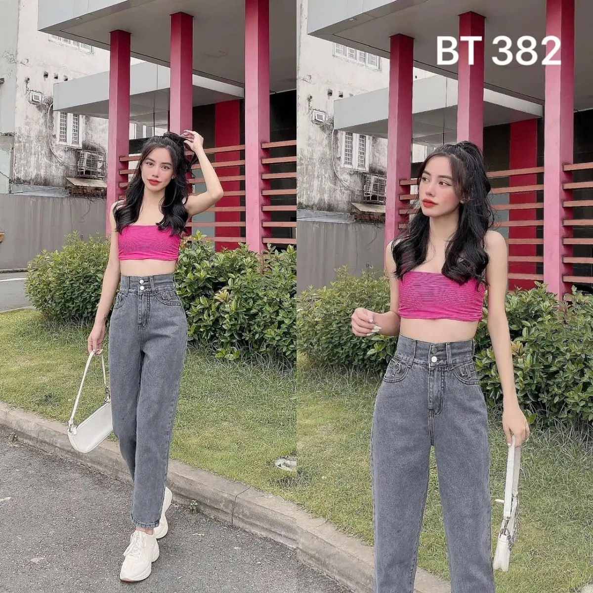 Quần jean nữ,quần baggy lưng cao,bảng lưng to hai nút(S-3XL) Women Pants