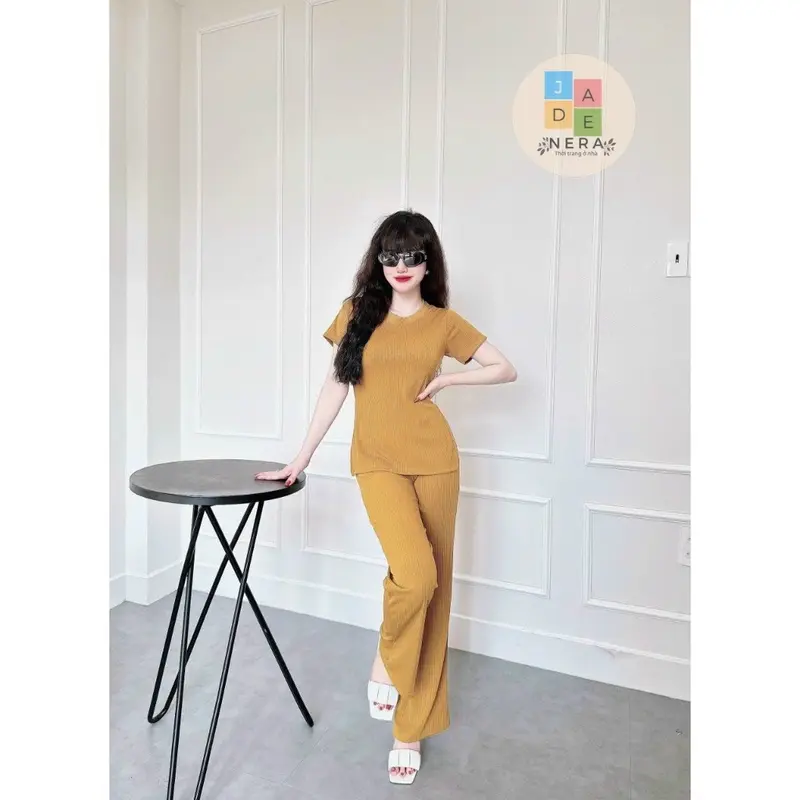 Set Thun Gân Xẻ Tà Tôn Dáng Quần Ống Suông Rộng Cho Các Nàng Mặc Nhà Xinh, Chất Vãi Thoáng Nhẹ Thoải Mái Cho Người Mặc - Linh Đan Store 1609 2