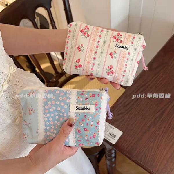 [moneybagg]Good-looking Ins Style Fresh Cosmetic Bag Fabric Storage Lipstick Coin Purse Portable Liner Bag Wash Clutch Purse