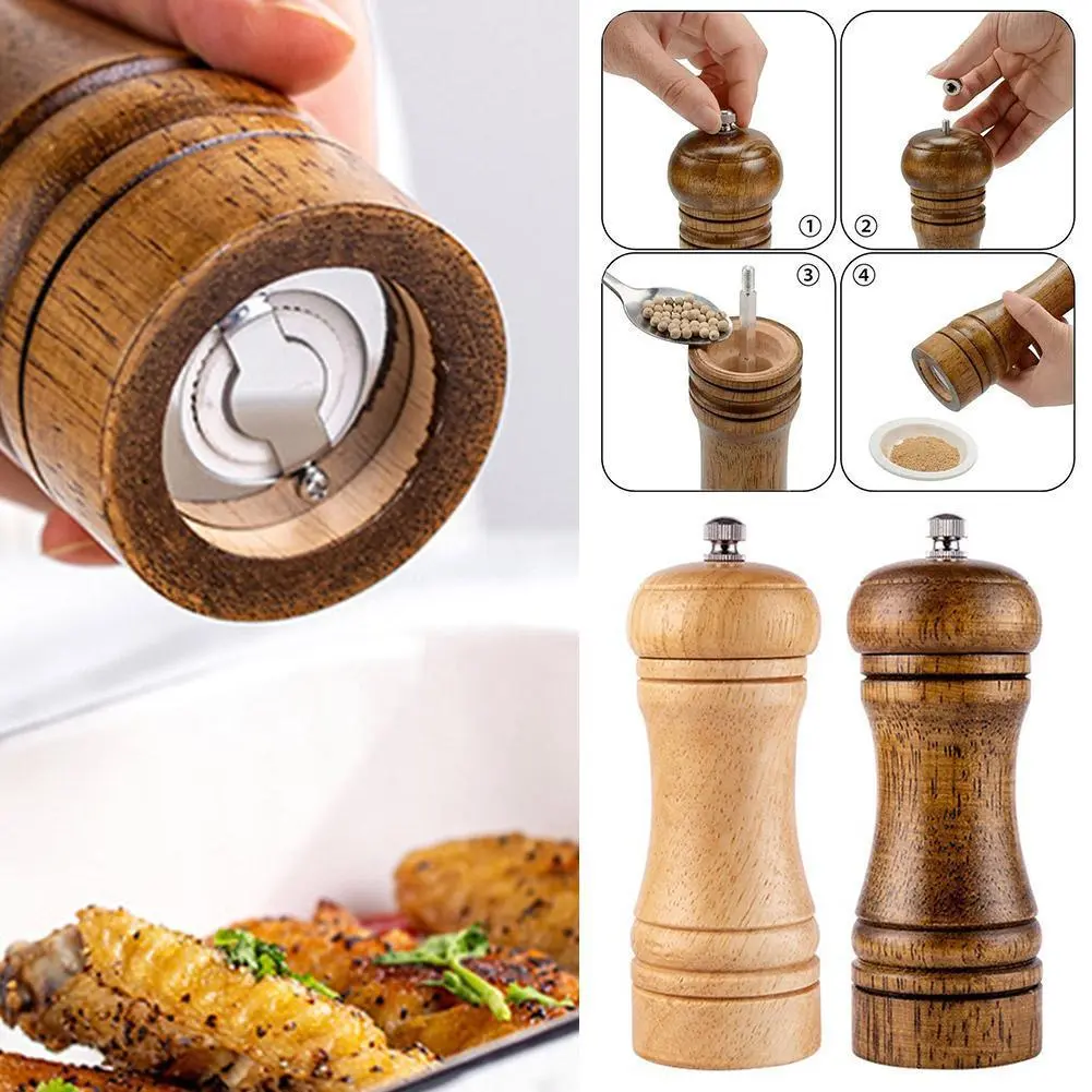 Máy Xay Hạt Tiêu Bằng Gỗ, Thủ Công, 5 / 8 / 10 Inch, Máy Xay Gia Vị Muối, Dụng Cụ Nhà Bếp, Làm Bằng Thủy Tinh, Chai B2Z2