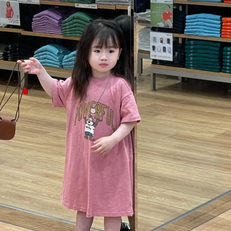 Váy Áo Thun Ngắn Tay Thường Ngày Phong Cách Nhật Bản, Cho Bé Gái, Thời Trang Mùa Hè, Thích Hợp Cho Bé Mẫu Giáo, Thiết Kế Hoạt Hình, Váy Dài Trung Bình Thời Trang 0