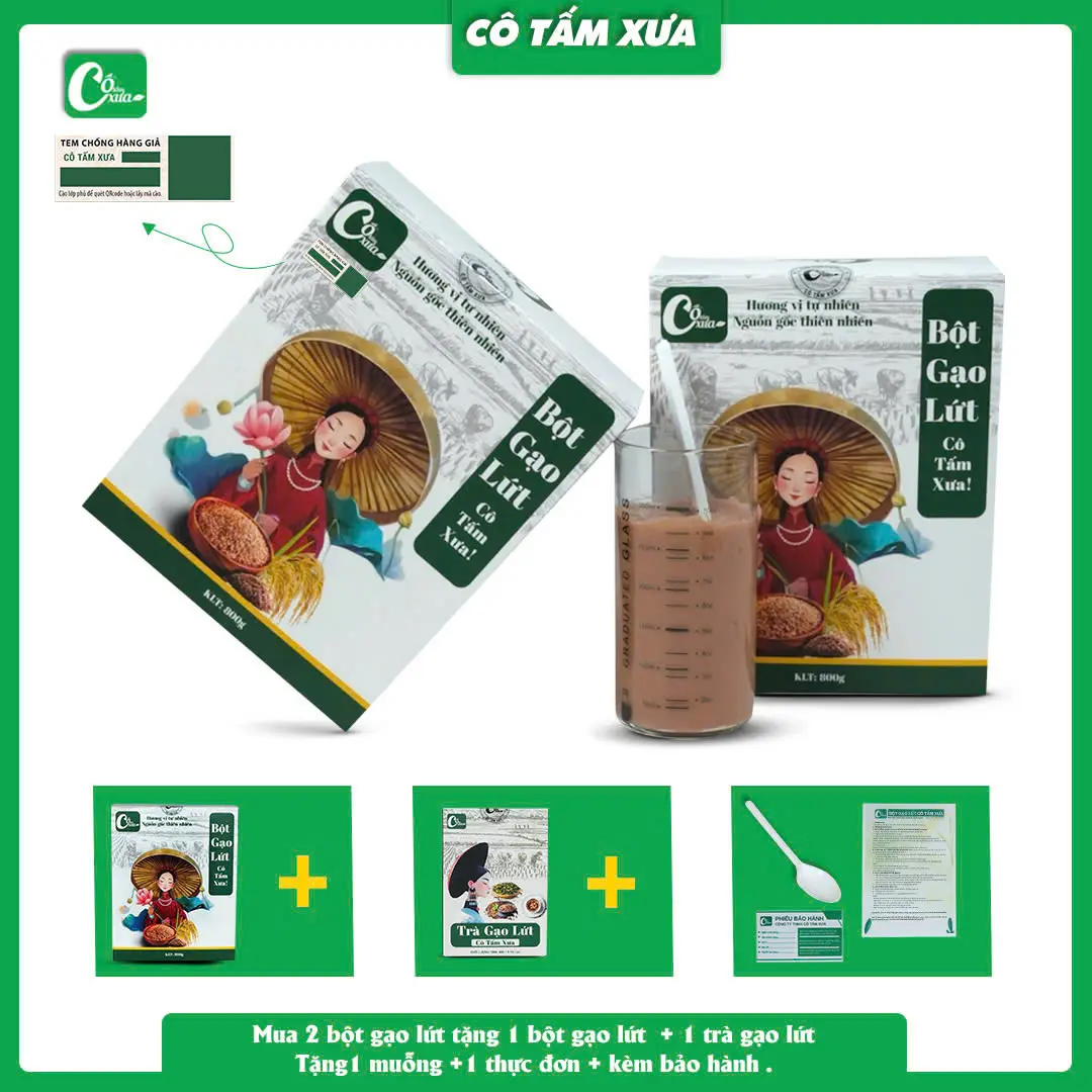 COMBO DEAL HỜI Mua 2 Hộp Bột Gạo Lứt " TẶNG " 2 Hộp Trà Gạo Lứt Detox