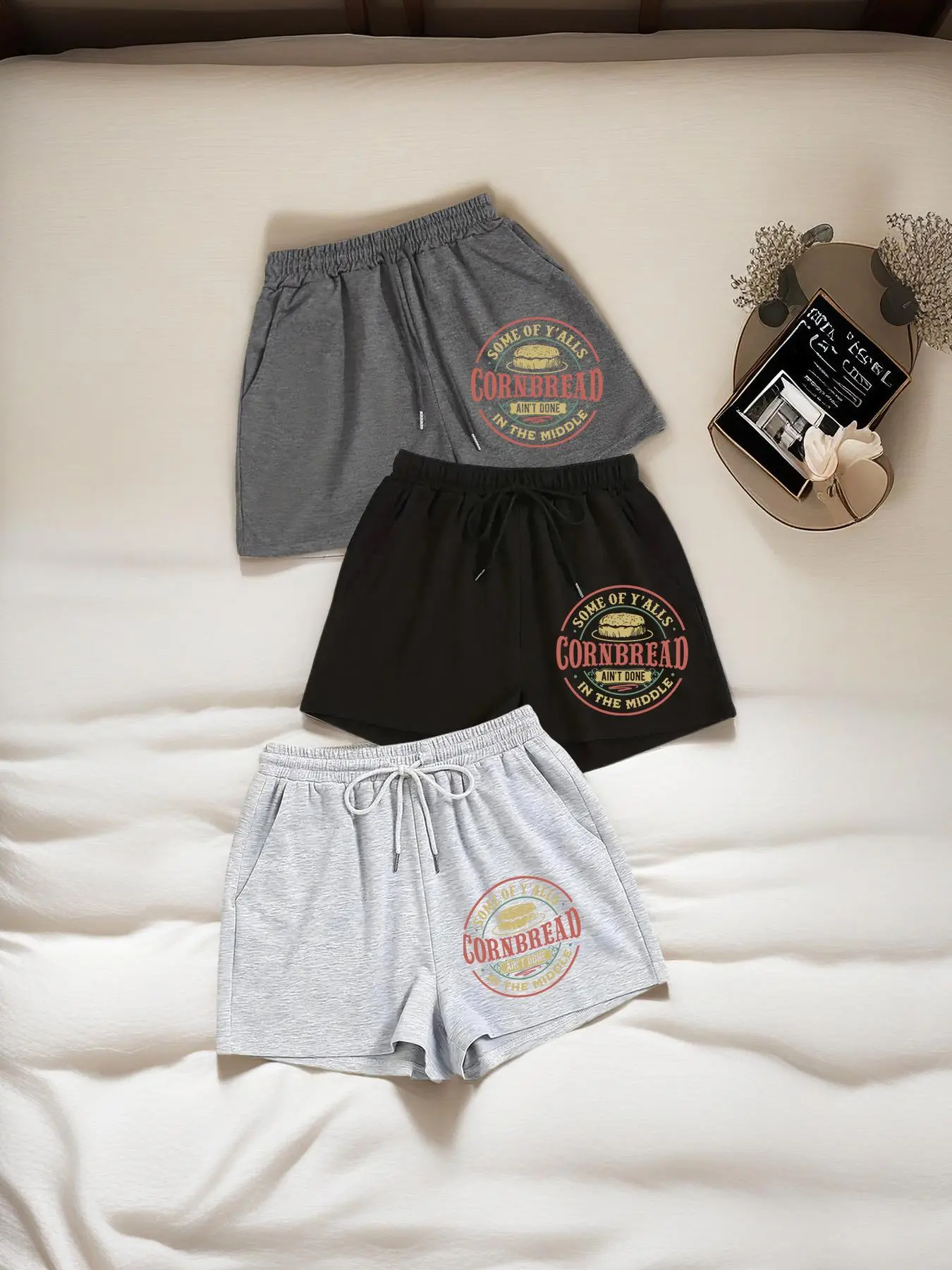 Women's Letter & Rainbow Stripe & Fruit Print Boxer Brief, Casual Comfy Breathable Short-leg Boxer Brief for Daily Wear, Ladies Underwear for Summer
