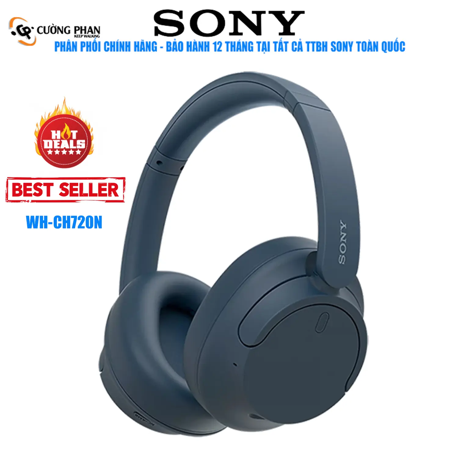 SONY WH-CH720N Tai Nghe Chụp Tai Bluetooth Chống Ồn Chủ Động, Pin Khỏe 50H - Tai Nghe Nhẹ Và Đeo Thoải Mái, Âm Bass Mạnh Mẽ. Khử tiếng ồn Micrô tích hợp Không dây Headphone Nghe Nhạc  Earphone
