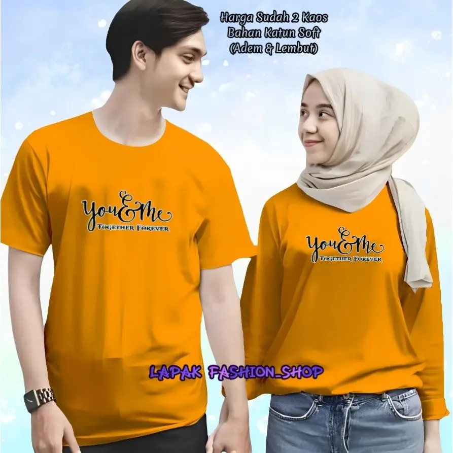 (2 KAOS) BAJU COUPLEAN TOGETHER FOREVER LENGAN PENDEK DAN PANJANG UK.M-XXL / KAOS KEMBARAN / KAOS PASANGAN / KATUN SOFT / T-SHIRT