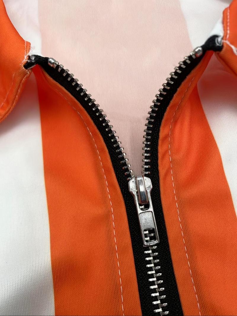 Product Introduction of Men's Colorblock Striped Print Polo Shirt, Regular Fit Casual Short Sleeve Collared Top for Summer, Fashion Men's Clothes for Daily Wear 3