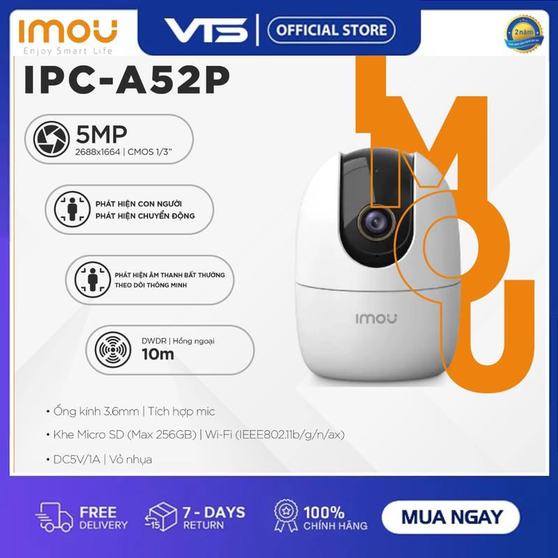 Camera Wifi IMOU A52P 5MP 3K, A42P 4MP 2K+, A32EP 3MP 2K, A22EP 2MP 1080P, Ranger 2 Xoay 360 độ, Đàm Thoại 2 Chiều, Theo Dõi Chuyển Động, BH 2 Năm