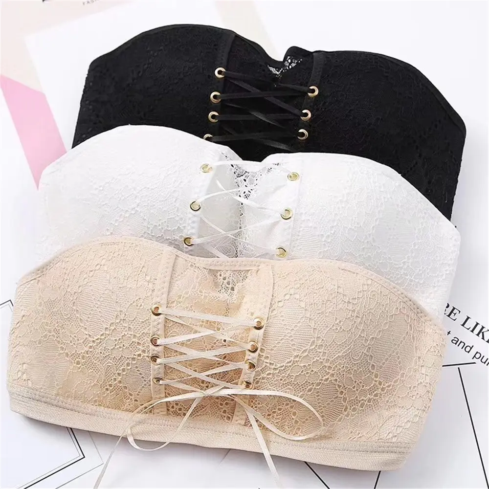 Women Strapless Push Up Bra Lace Lingerie Wire Free Adjustable Girl Fashion Underwear Invisible Female Brassiere