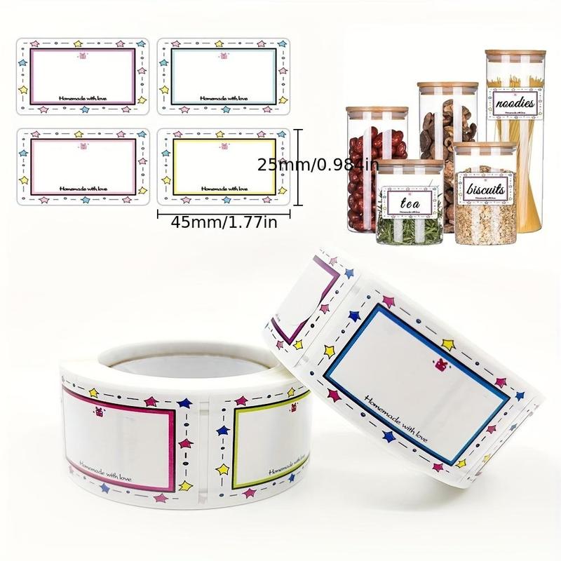 Colorful Blank Series Label Sticker, 500pcs/roll Waterproof Decorative Sticker, DIY Creative Sticker for Luggage Phone Case Notebook Helmet Skateboard 1