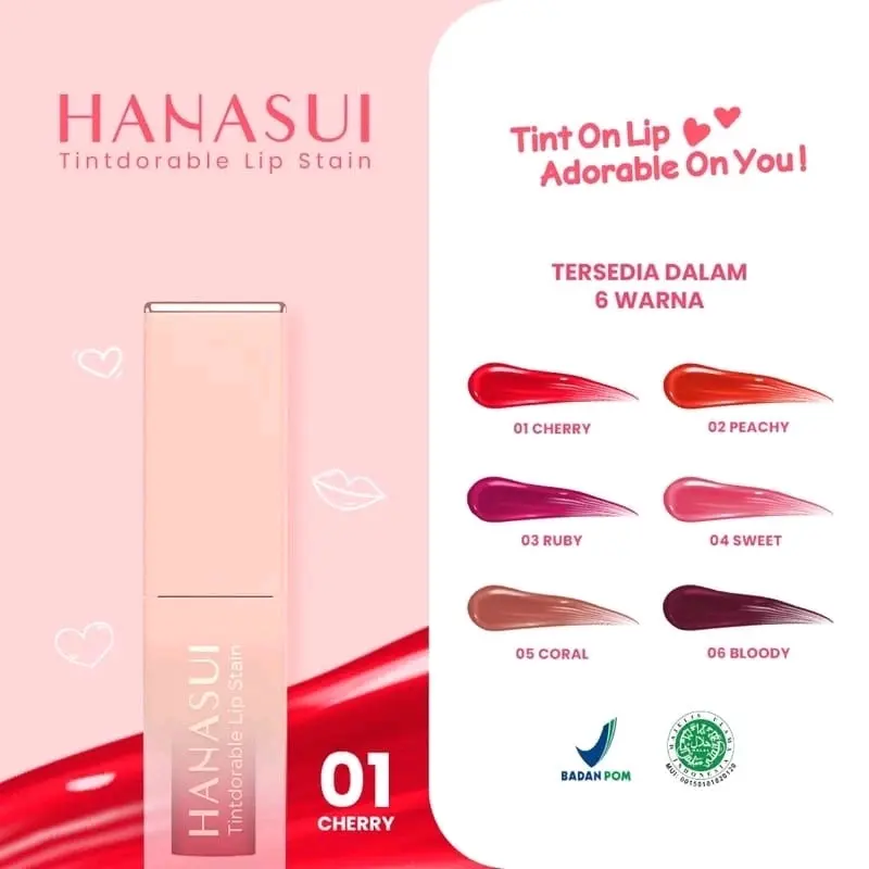 Hanasui Liptin Tindorable Matte Ringan Tahan Lama Gloss Lipstick Ombre Cherry Orange Bibir Peach
