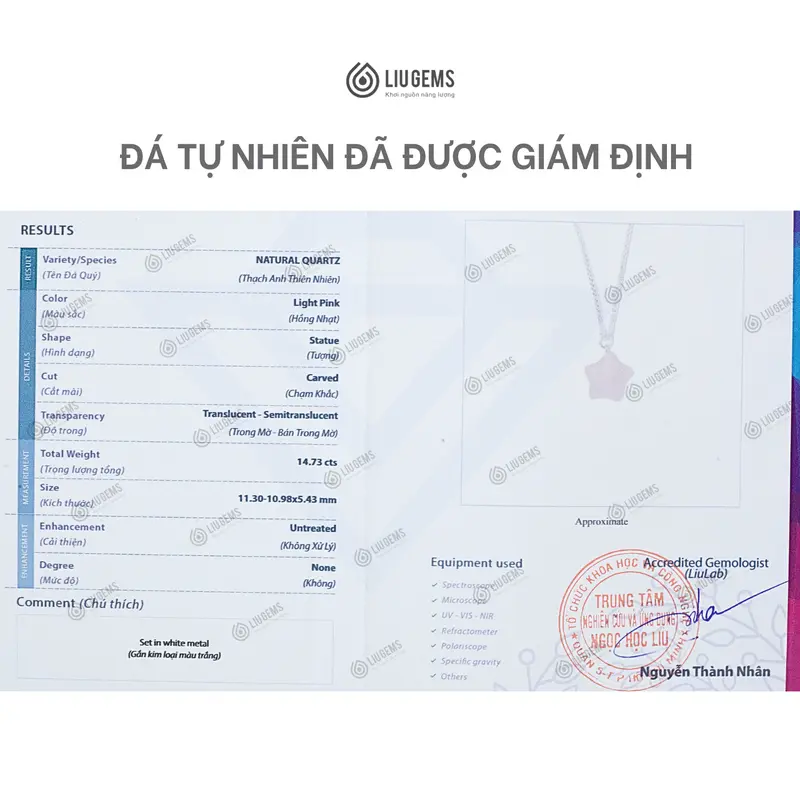 Dây Chuyền Nữ Bạc 925 Liugems Ngôi Sao Đá Thạch Anh Hồng Xinh Xắn, Dễ Thương, Thời Trang DC26 (Mua một, tặng một hộp đựng trang sức + một khăn lau bạc miễn phí) 2