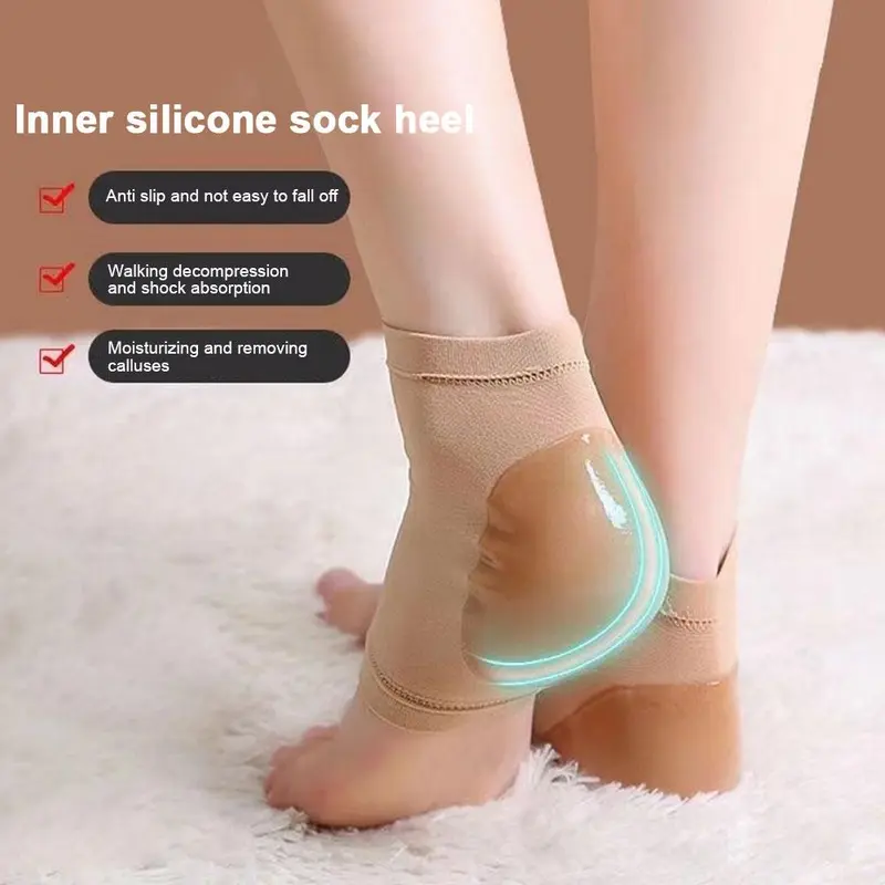 Vớ Gót Chân Viêm Cân Gan Chân, Chống Nứt Nẻ, Vải Đàn Hồi, Cho Viêm Gân Achilles, Vết Chai Mòn, Móng Vuốt, Bàn Chân Nứt Nẻ, Giảm Đau, Đệm Gót Chân 4