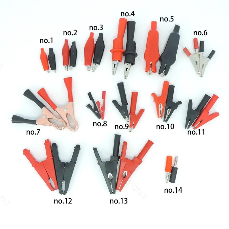 Pengapit Buaya Buaya, Pemegang Bertebat, untuk Ujian Bateri Kereta, Kabel Plumbum, Prob, Palam pisang 4mm, Pengapit Elektrik, 2KMY