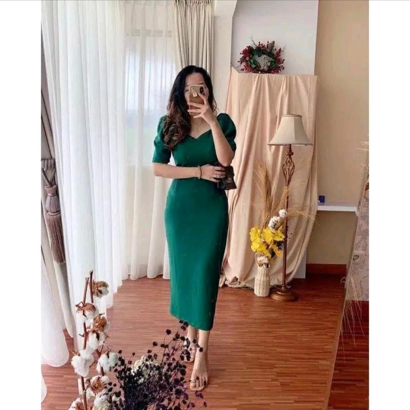 Aira Sabrina Dress Scuba Wanita dengan Model Leher Sabrina dan Tangan Karet 6
