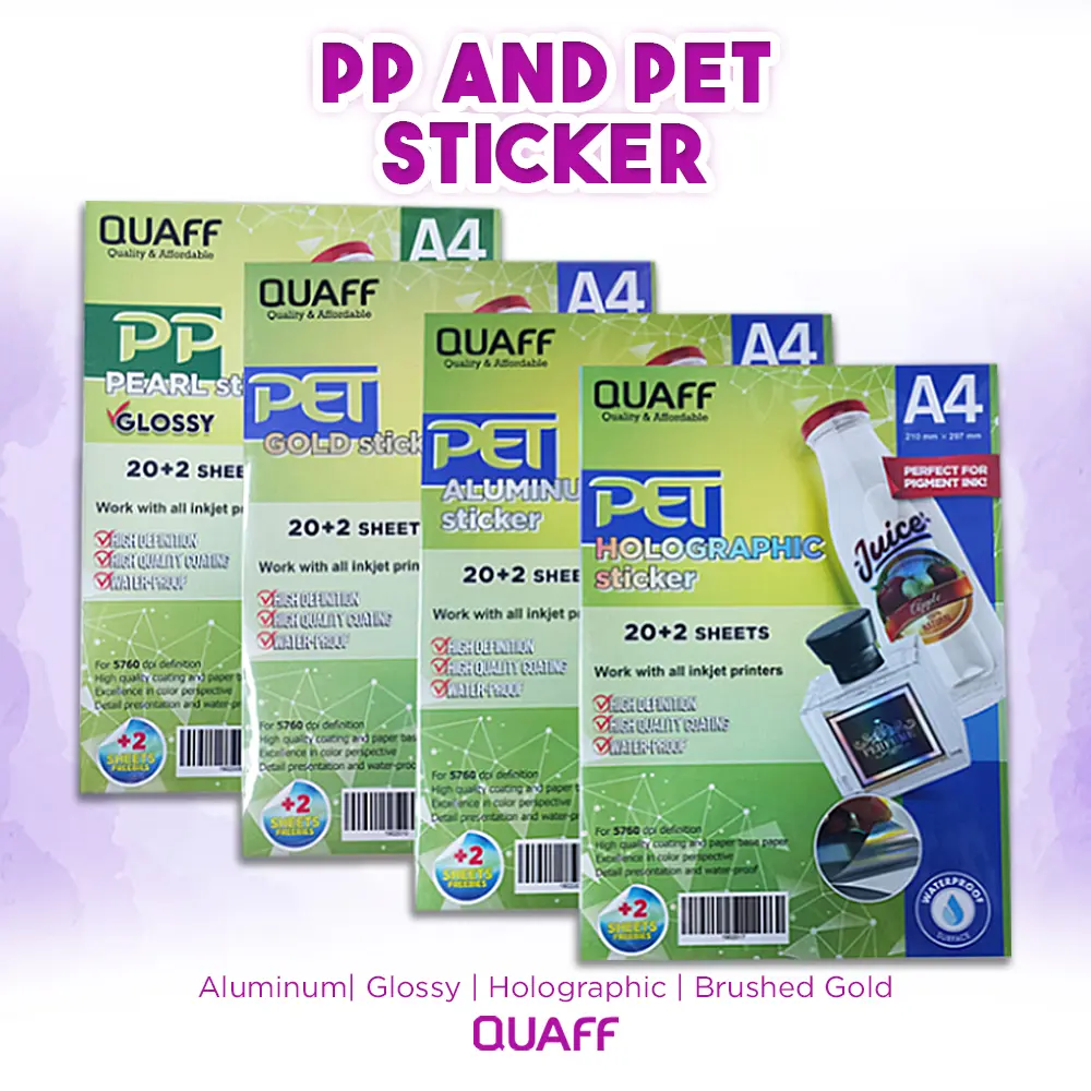 Quaff A4 Size PP Pearl Sticker PET Aluminum Label Stickers Inkjet 20 ...