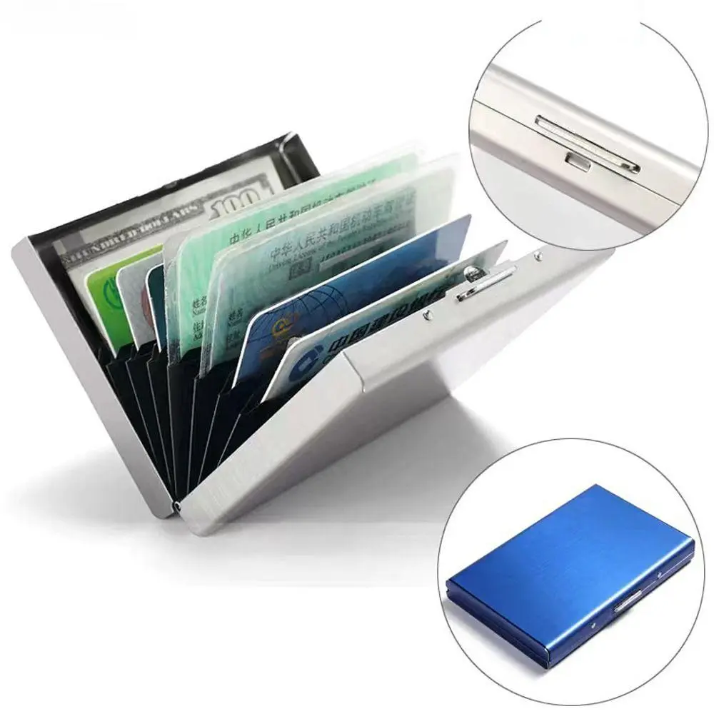 Hộp đựng thẻ tín dụng, kim loại thép không gỉ, ngăn đựng thẻ Organ chống từ tính, 10 khe cắm thẻ, ngăn đựng danh thiếp, ngăn đựng thẻ RFID Wallet Nam Hình Chữ Nhật Ví