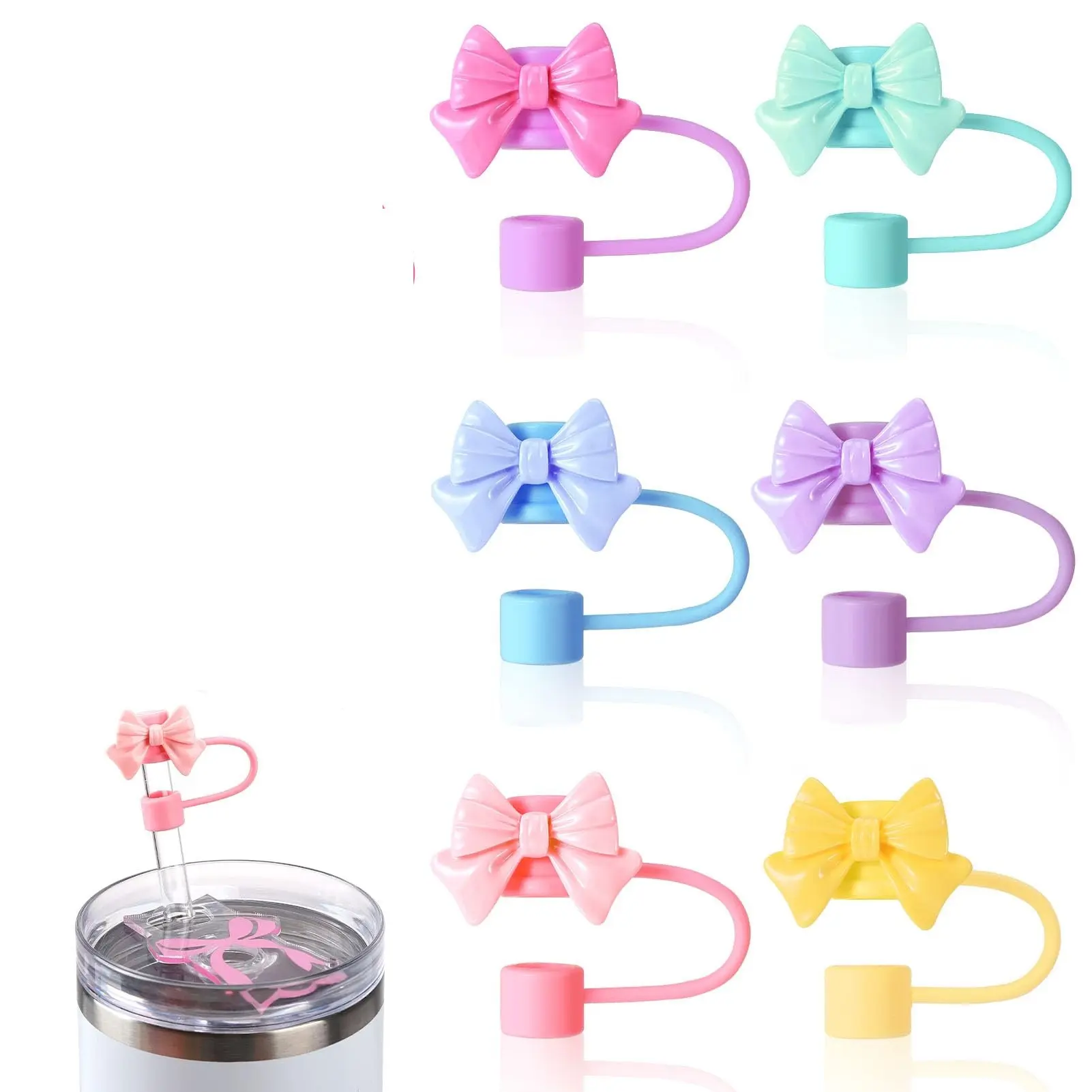 Stanley Silicone Straw Sleeve Bowknot Straw Dust Cap 10mm Caliber