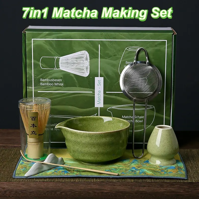 4/7PCS Alat Matcha Making Set Japanese Matcha Tea Sets Pengaduk Matcha Bambu Mangkuk Matcha Tea Spoon Tea Sets Tea Making