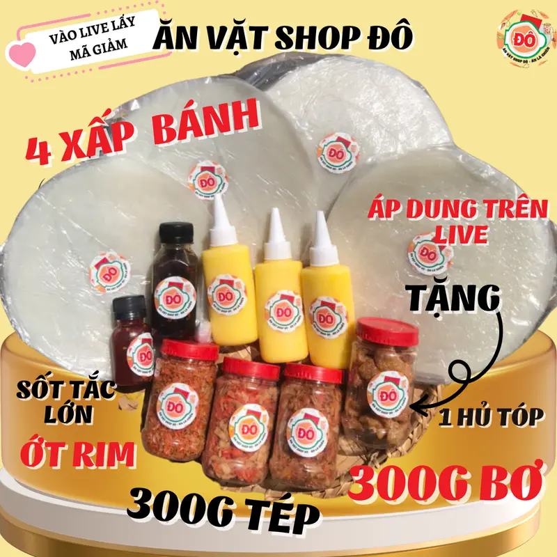 [Combo 400g bánh TẶNG TÓP MỠ ] Bánh Tráng Phơi Sương Muối Tép Hành 300g bơ + 300g TÉP HÀNH - 400g bánh ăn vặt shop đô 2 0