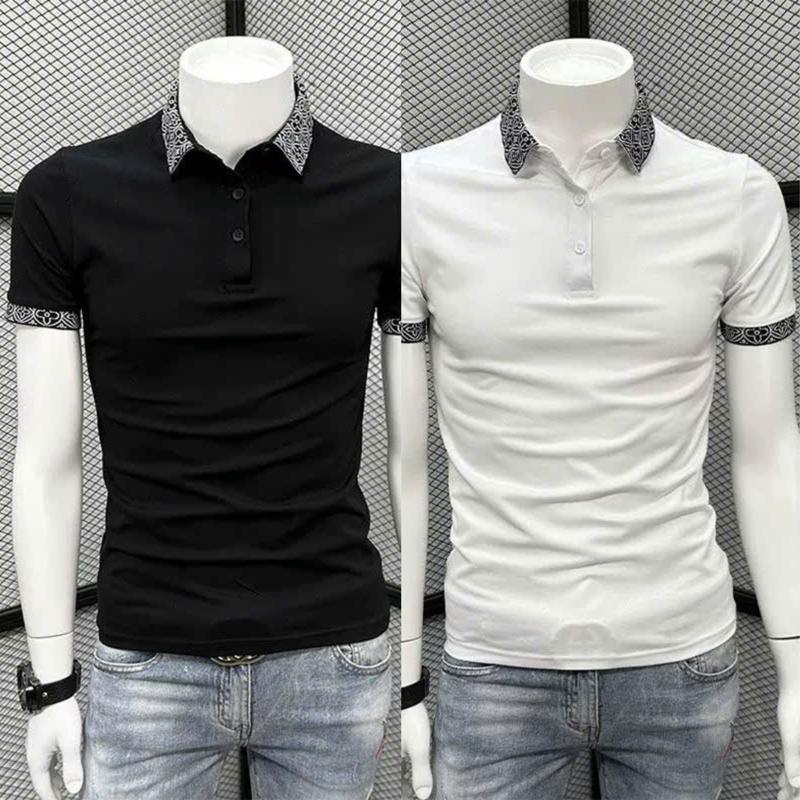 Áo POLO BASIC phối cổ nam ngắn tay cao cấp, chất vải poly co dãn dày dặn 2 màu trắng đen PL-10 Menswear Shirt Pique
