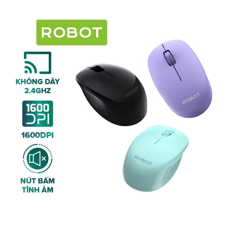 Chuột Không Dây 2.4GHz ROBOT M210S Tĩnh Âm Kết Nối USB - Tặng Kèm Pin Phù Hợp Cho PC/ Laptop