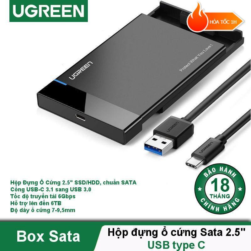 Hộp Đựng Ổ Cứng 2.5 inch Ugreen 50743 - SATA SSD HDD USB C 3.1 Hỗ trợ 6TB Chính Hãng US221