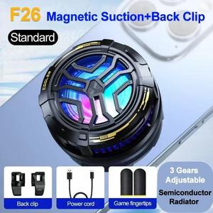 New F26 Magnetic/Back Clip 2-in-1 Fast Cooling Fan Cooler ABS Alloy Semiconductor PUBG Gaming Phone Universal Cooler Aluminium Cord Plug Usb