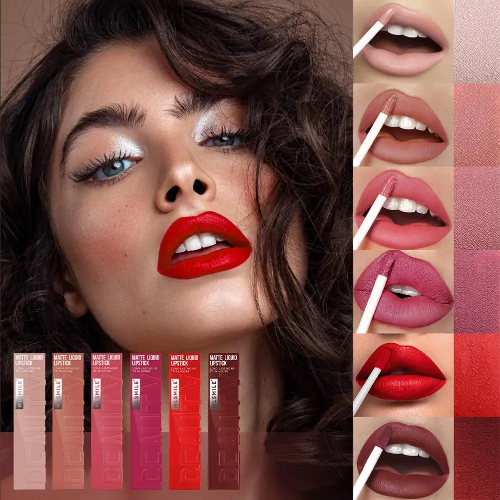 6-color Lip Glaze Matte Matte Lipstick Long-lasting Vinylinkmaybelline Retro Glaze Makeup Matte